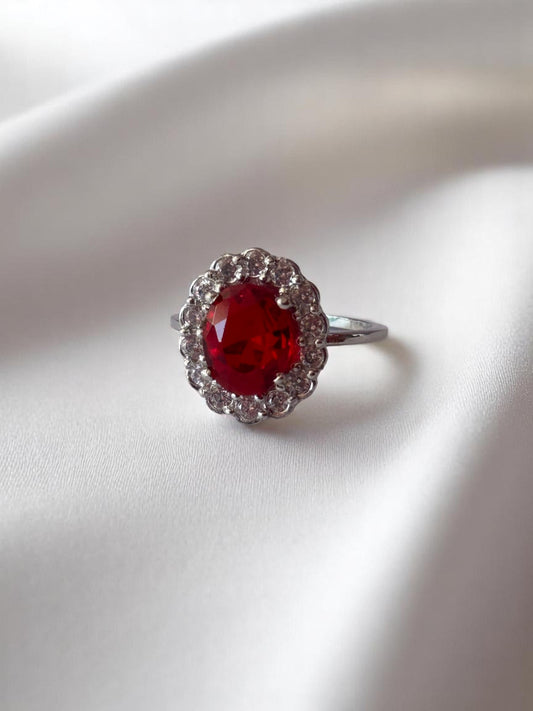 ANILLO RUBI PLATA