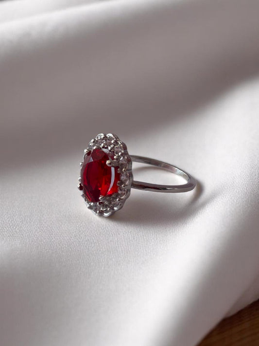 ANILLO RUBI PLATA