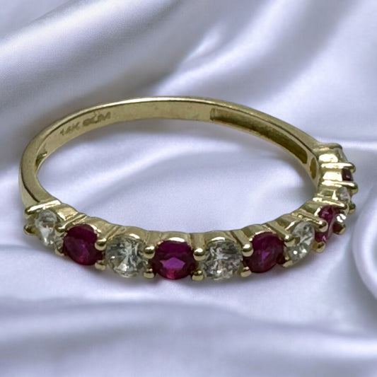 Anillo de dama churumbela con piedra rosa